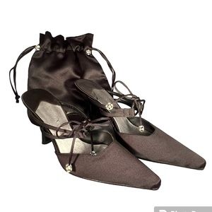 Enzo Angiolini Eaasiel Black Satin heels with evening bag Size 7 medium